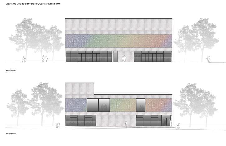 Planungsskizze zur Fassade - Digitales Gründerzentrum Hof