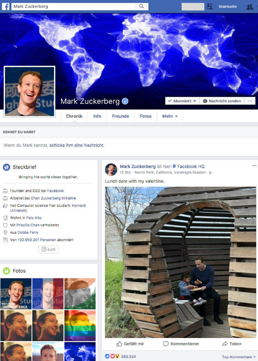 Facebook Chronik Mark Zuckerberg