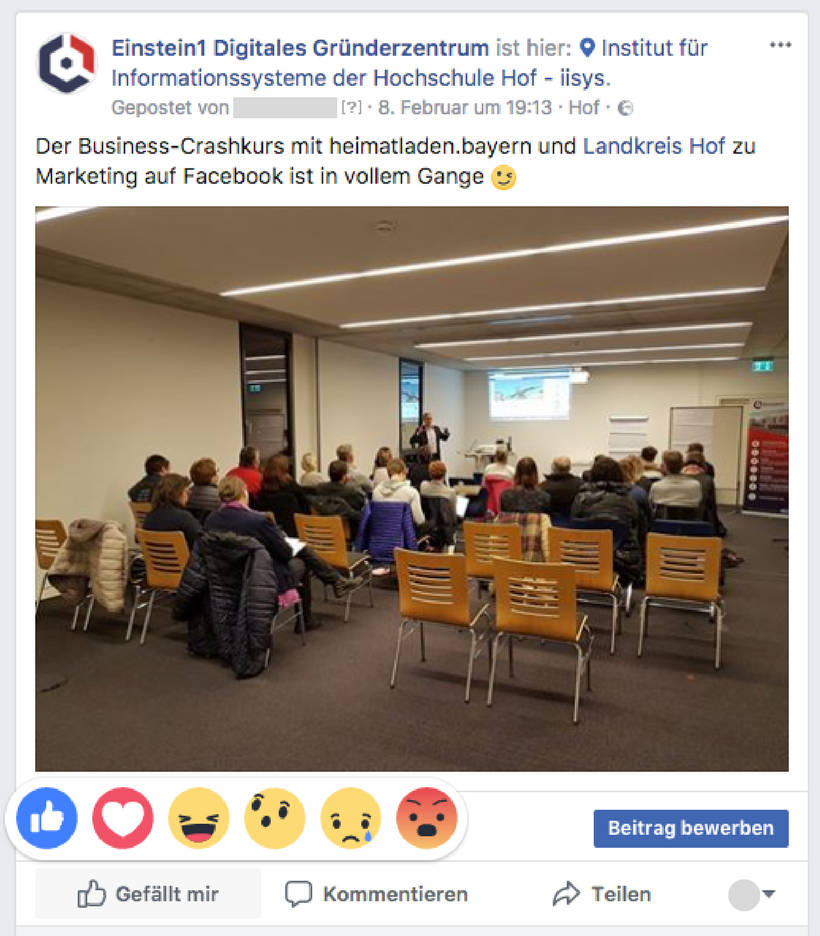 Facebook Reactions Beispiel