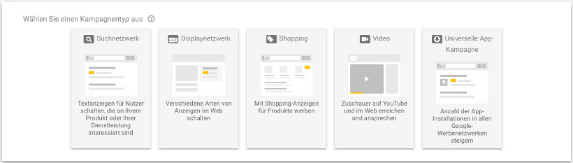 Google Ads Kampagnentypen