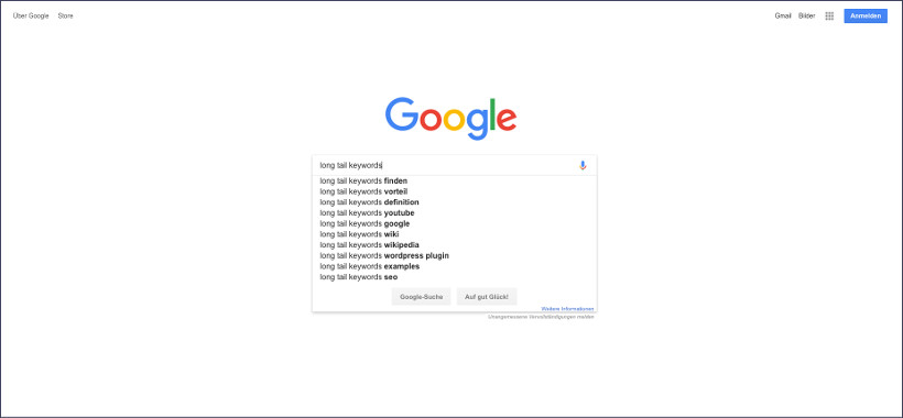 Google Suggest Long Tail Keywords finden