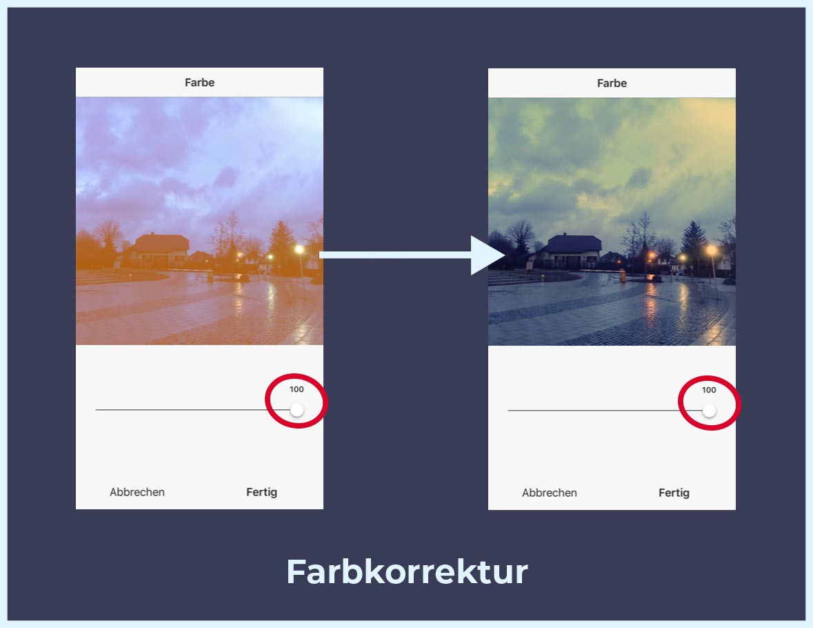 Instagram Bilder bearbeiten Farbe