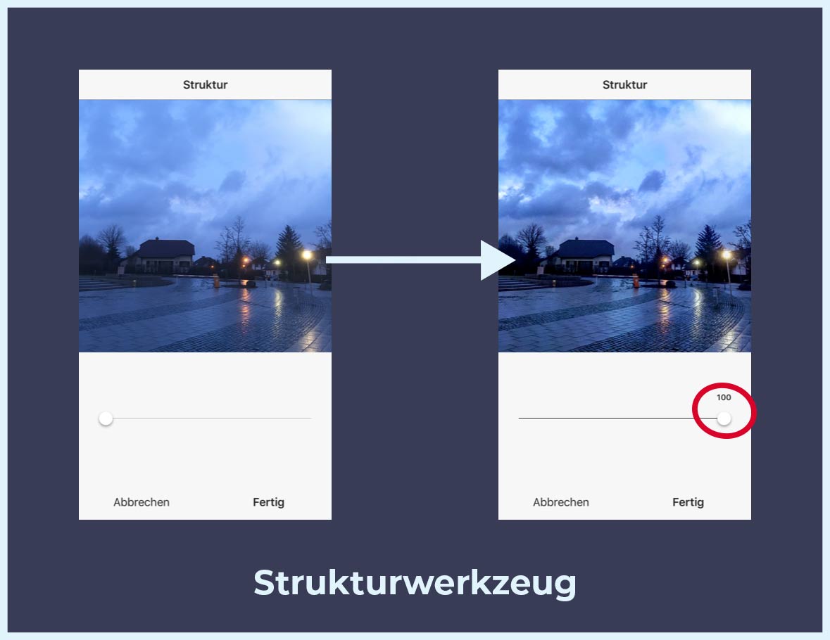 Instagram Bilder bearbeiten Strukturwerkzeug