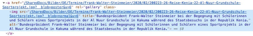 Beispiel-Code für ein Alt-Tag auf der Website des Bundespräsidenten