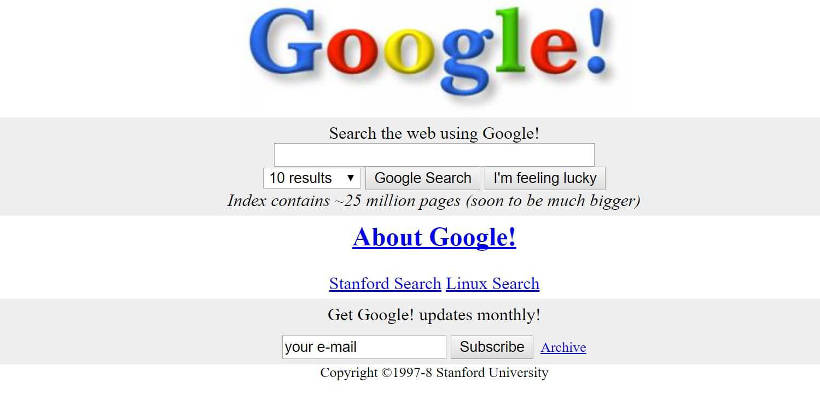 Google Screenshot 1998