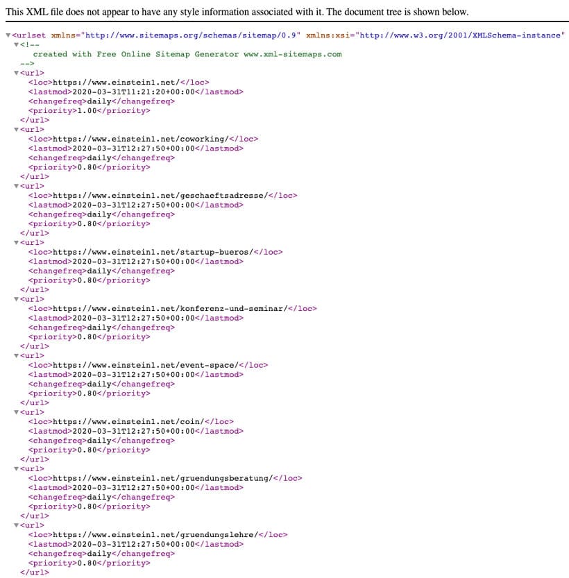 XML Sitemap erstellen Einstein1